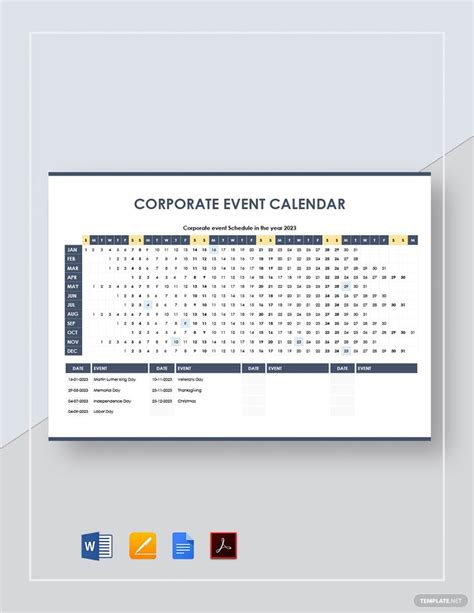 Corporate Events Calendar