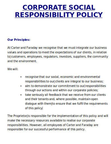 Corporate Responsibility Policy Template