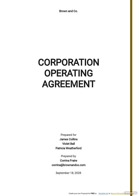 Corporation Operating Agreement Template ~ Addictionary