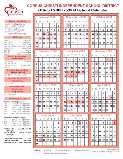 Corpus Christi Calendar
