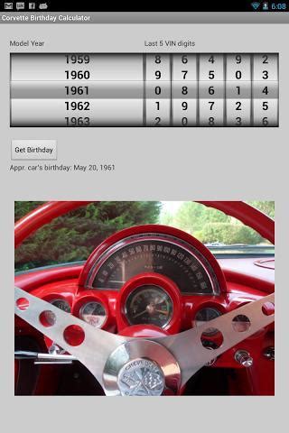 Corvette Birthday Calculator