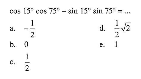 Cos 15 Cos75: Hasil Perkalian dalam Trigonometri