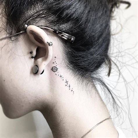 Cosmic Constellations Tattoo Behind the Ear