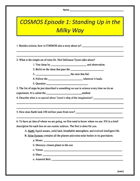 Cosmos Episode 1 Worksheet Fresh Cosmos Episode 1 Worksheet Answers