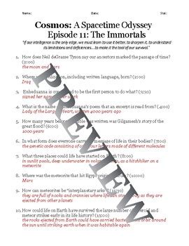 Cosmos Episode 11 Viewing Worksheet