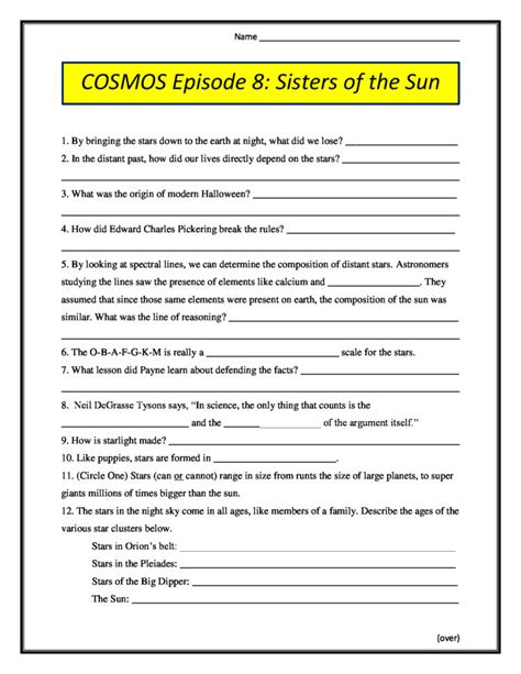 Cosmos Episode 12 Worksheet Answers — db-excel.com