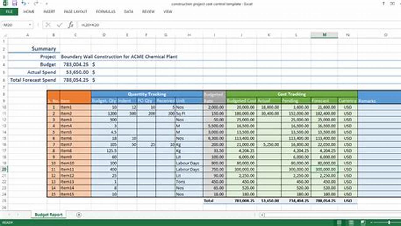 Cost Control, Excel Templates