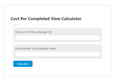 Maximize Your ROI with Our Cost Per Completed View Calculator - Boost Engagement and Save Costs Now!