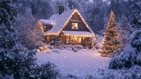 Cottage Christmas Background