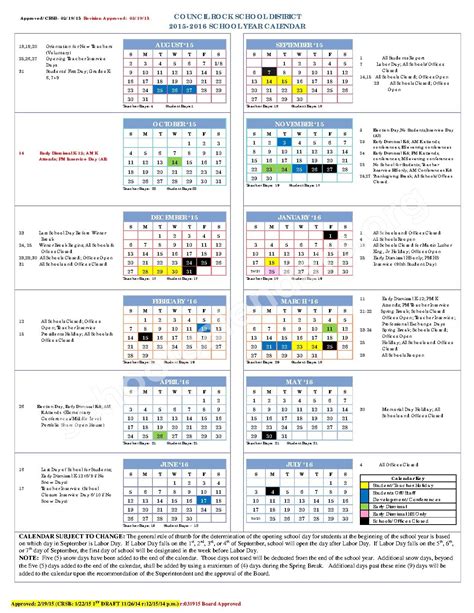 Council Rock Calendar