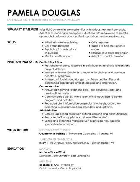 Counselor Resume Sample