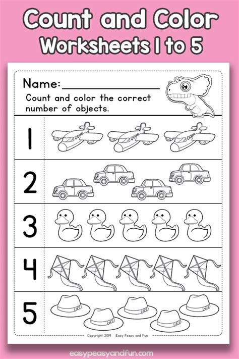 Count And Color Worksheets For Kindergarten