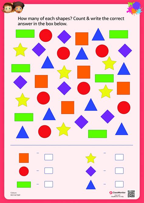 Count And Colour Shapes Worksheet