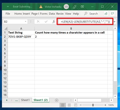 Count How Many Times a Substring Appears in Excel