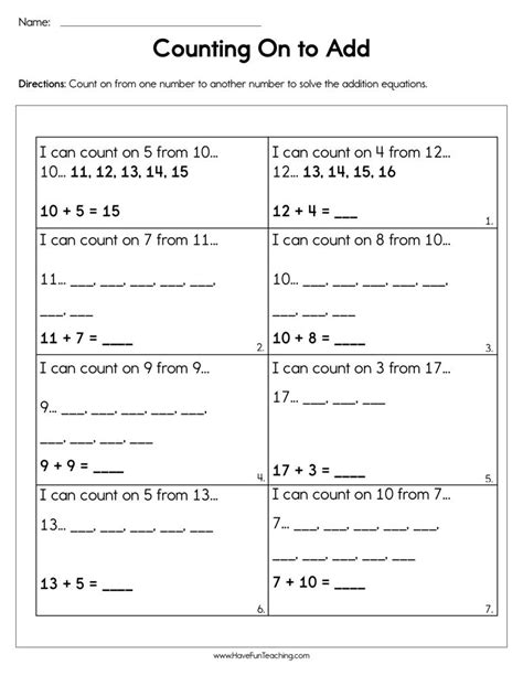 Count On To Add Worksheets