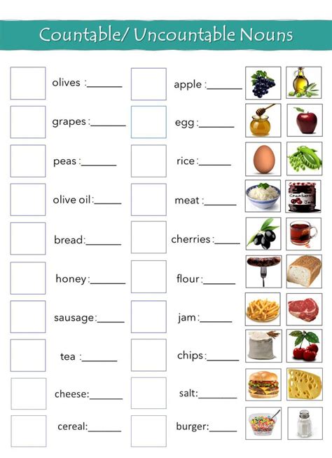 Countable Uncountable Nouns Worksheet