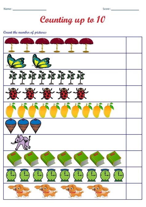 Counting Objects To 10 Worksheets