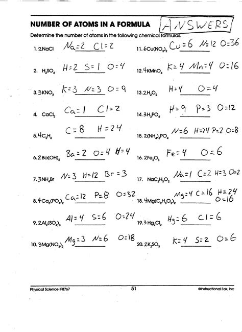 Counting atoms Worksheet Answers 31 atoms and Elements Worksheet Answer