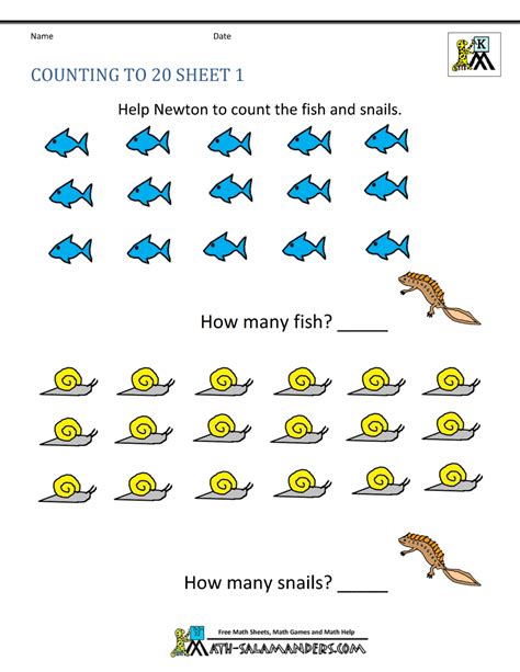 Counting to 20 Worksheets