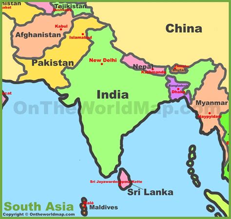 Countries In South Asia Map