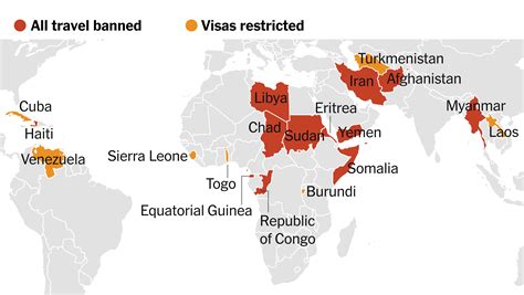 Countries included in the travel ban