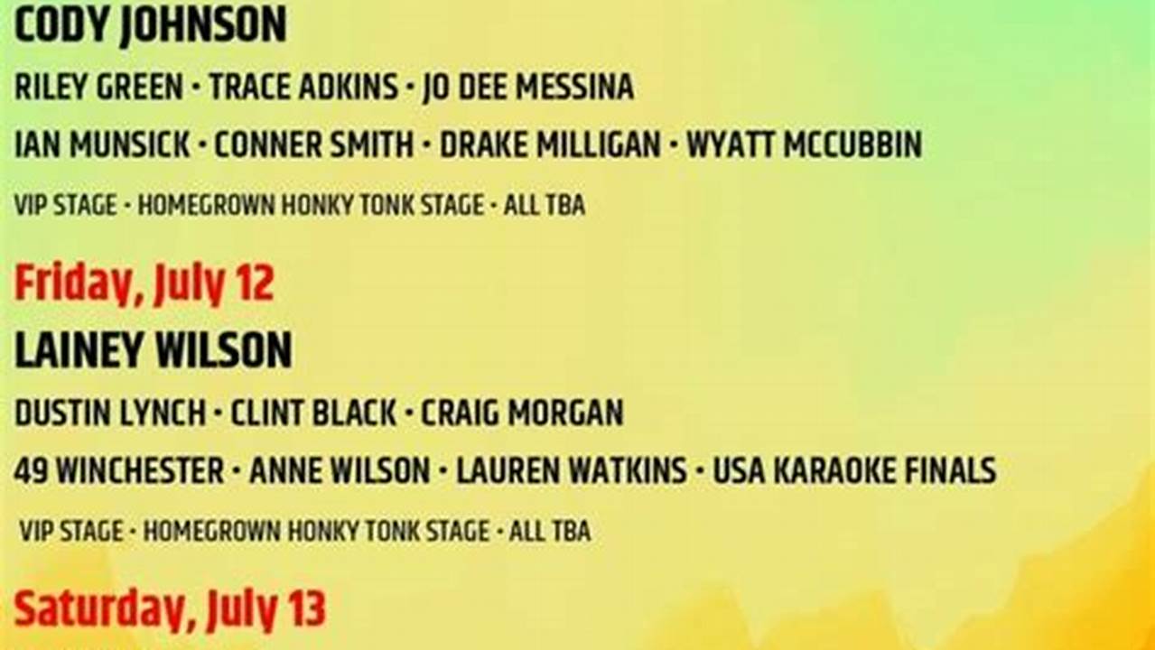 Country Concert 2024 Schedule