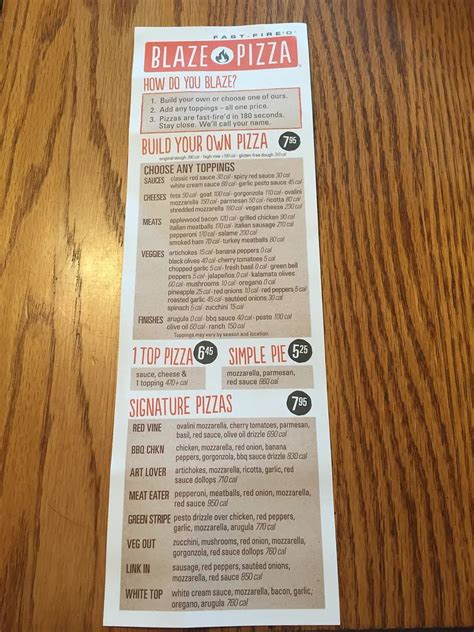 Country Blaze Menu