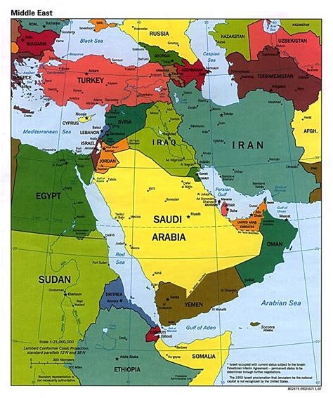 Middle East Political Map Wall Map
