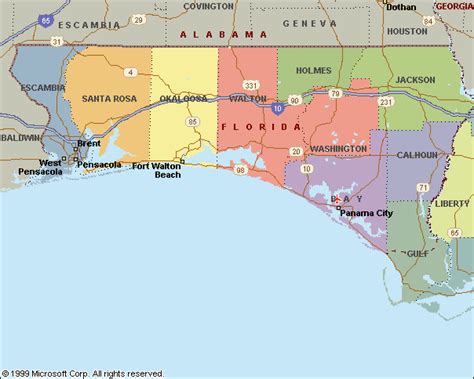 County Map Of Florida Panhandle