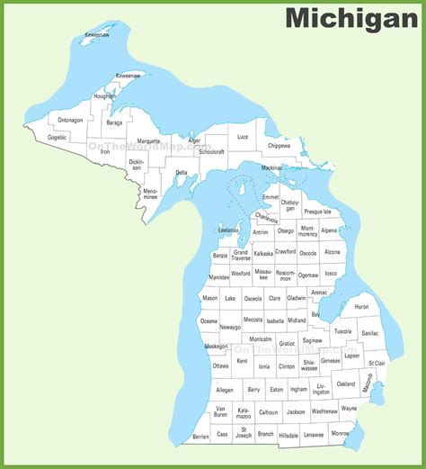 County Map Of Michigan Printable