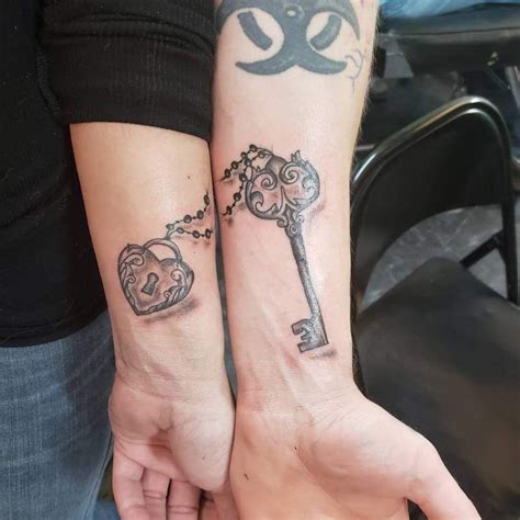 Couples heart lock and key tattoo Tattoos We Like& Ideas