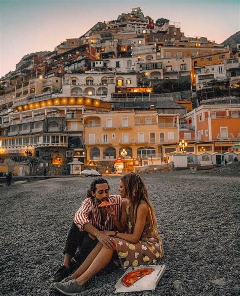 Couple viewing sunset positano