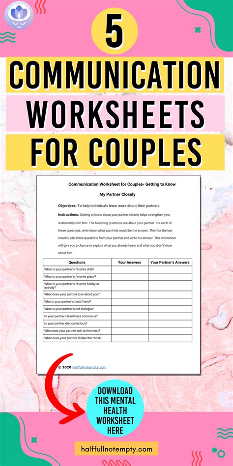 Couples Communication Skills Worksheets