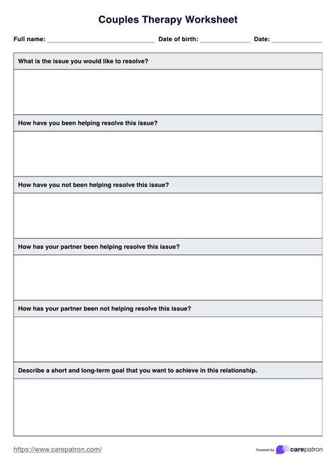 Couples Therapy Worksheets For Communication