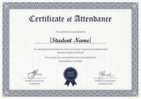 Course Attendance Certificate Template