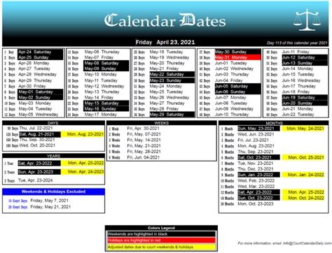 Court Date Calendar Calculator