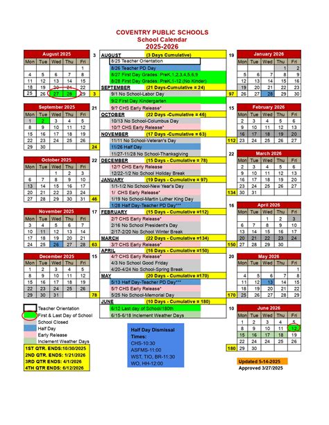Coventry High Calendar 2024
