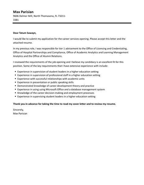 Cover Letter Career Services