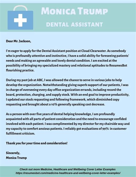 Cover Letter Dental Assistant