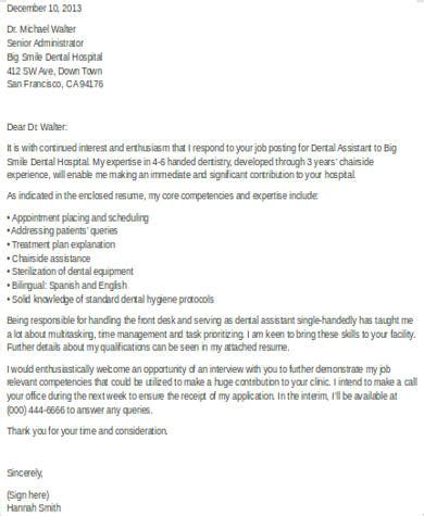 Cover Letter Dental Assistant No Experience