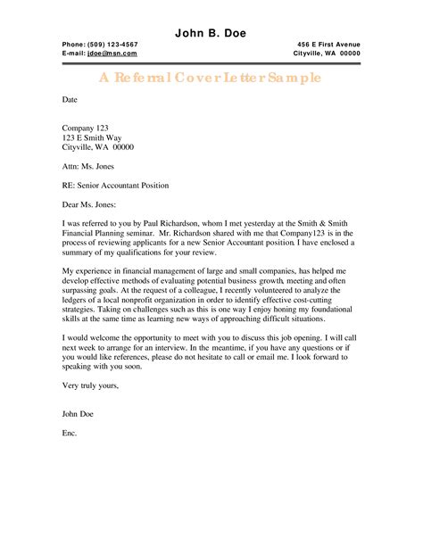 Cover Letter Employee Referral