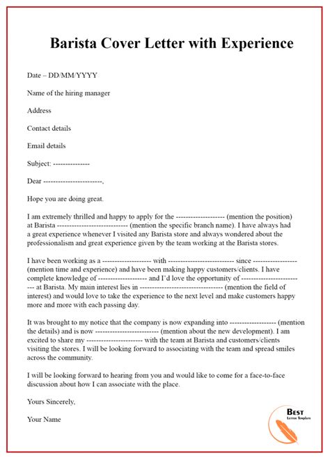 Cover Letter For Barista