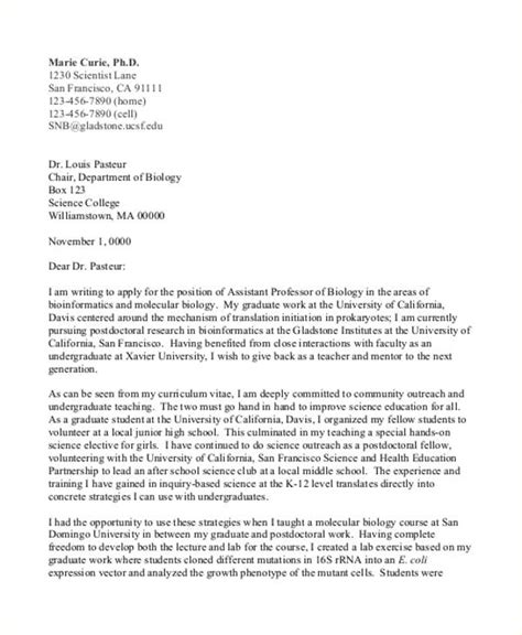 Cover Letter For Phd Application In Biological Sciences