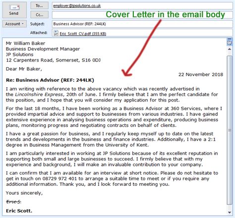 Cover Letter In Body Of Email Or Attached