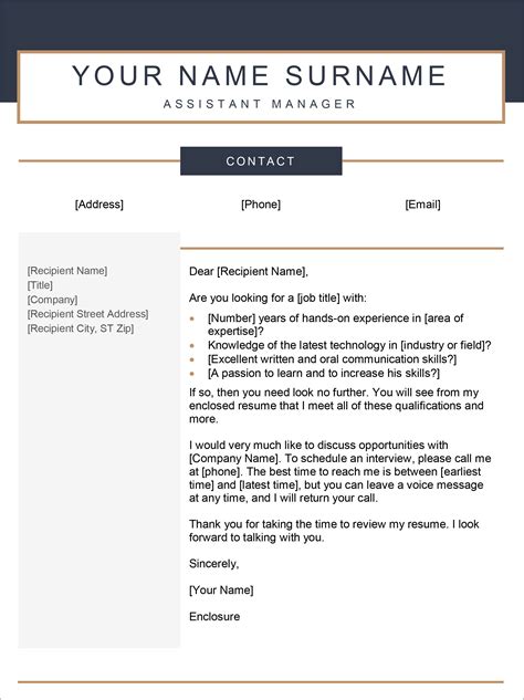 Cover Letter Template Examples