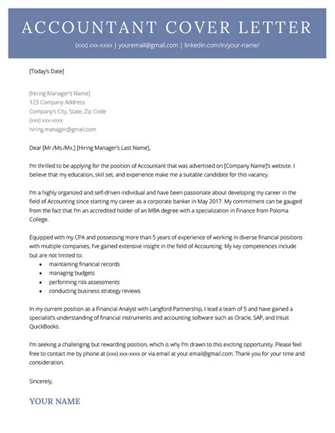 Cover Letter Accounting Template