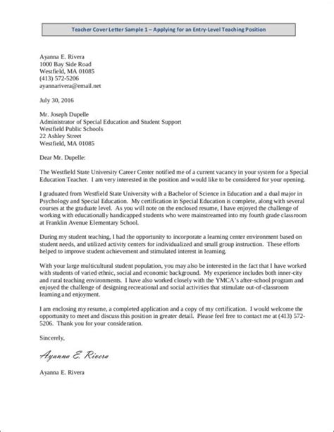Cover Letter Entry Level Teacher