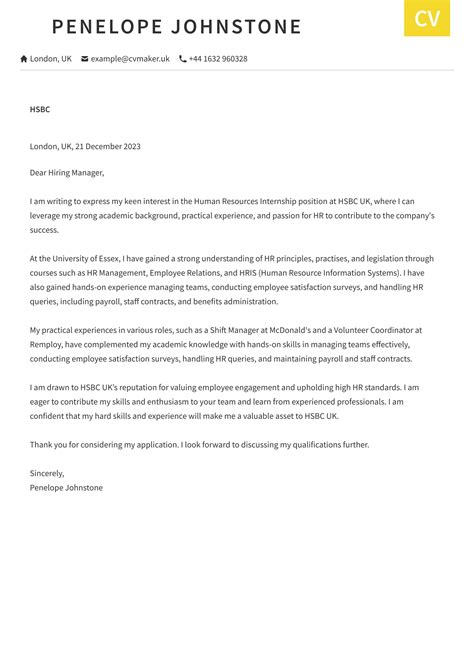 Cover Letter Example For Students