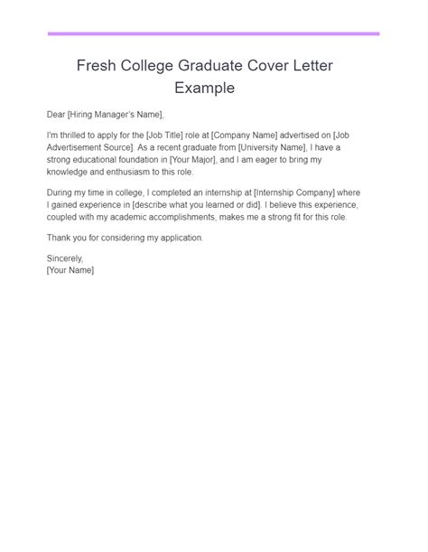 Cover Letter Example Fresh Graduate