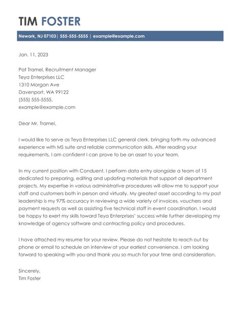 Cover Letter Example Generic
